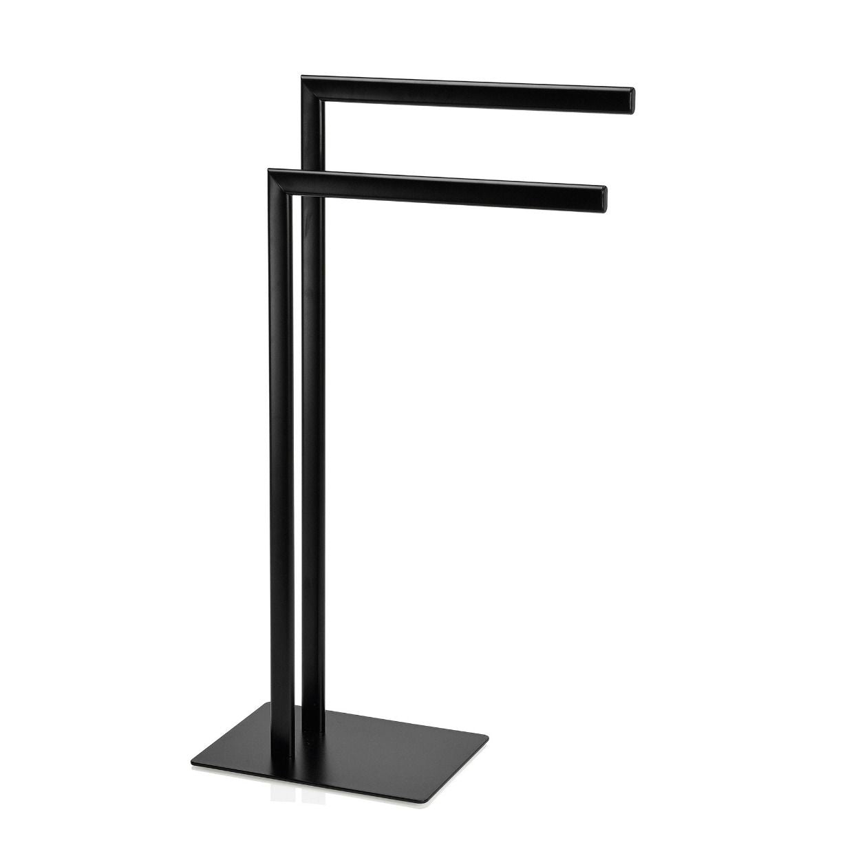 Black metal industrial style free-standing towel rack