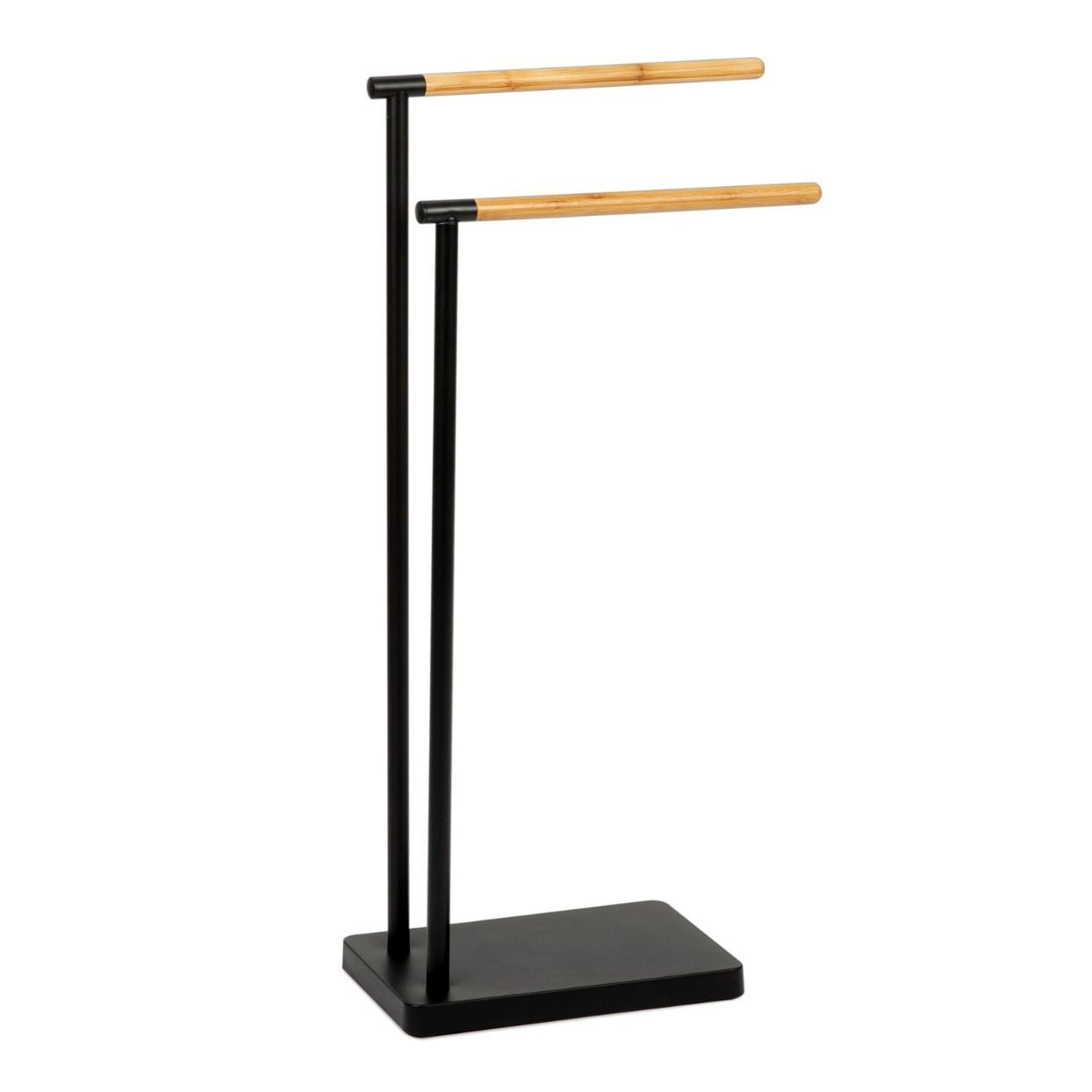 Nordic black metal free-standing towel rack